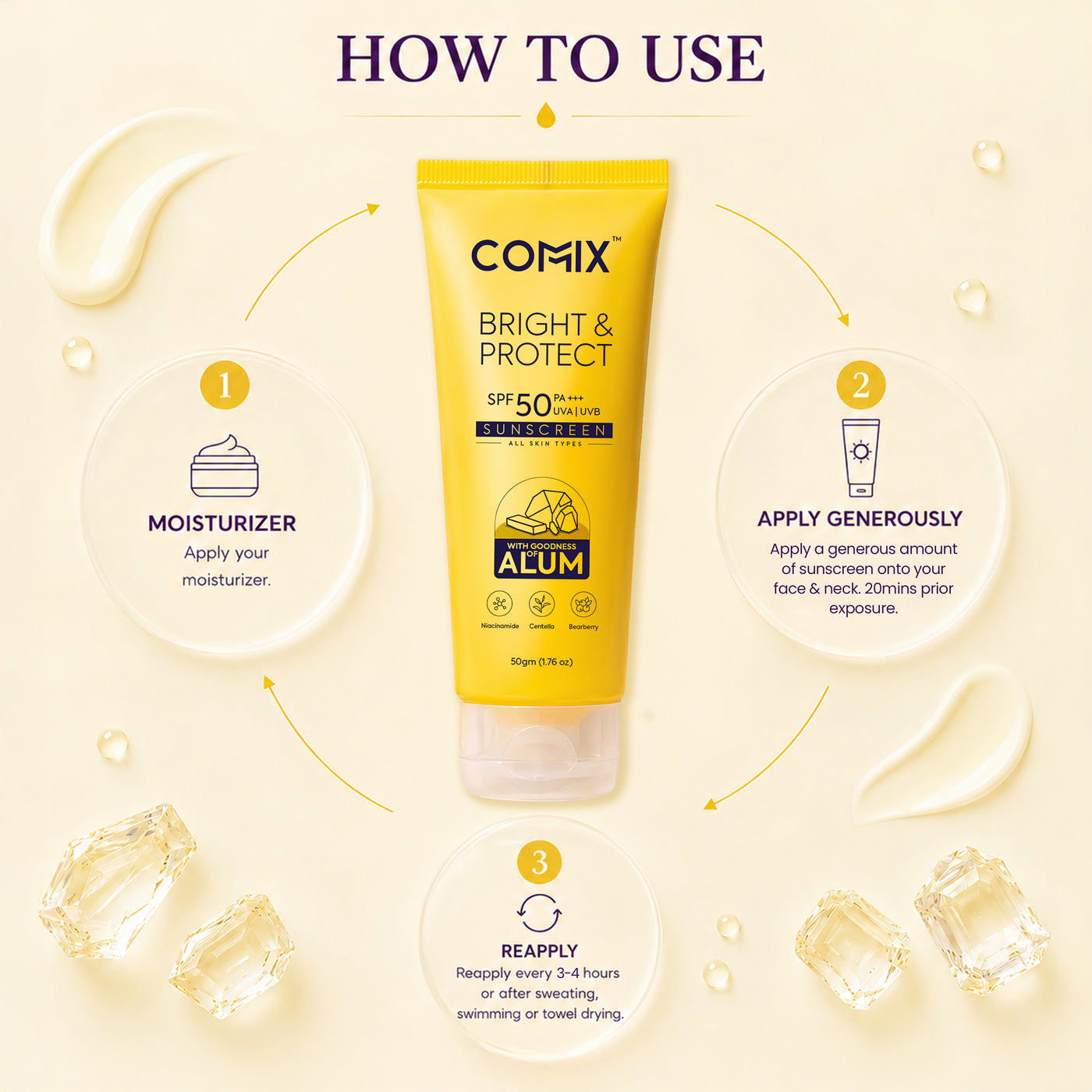 BRIGHT & PROTECT SUNSCREEN WITH GOODNESS OF ALUM