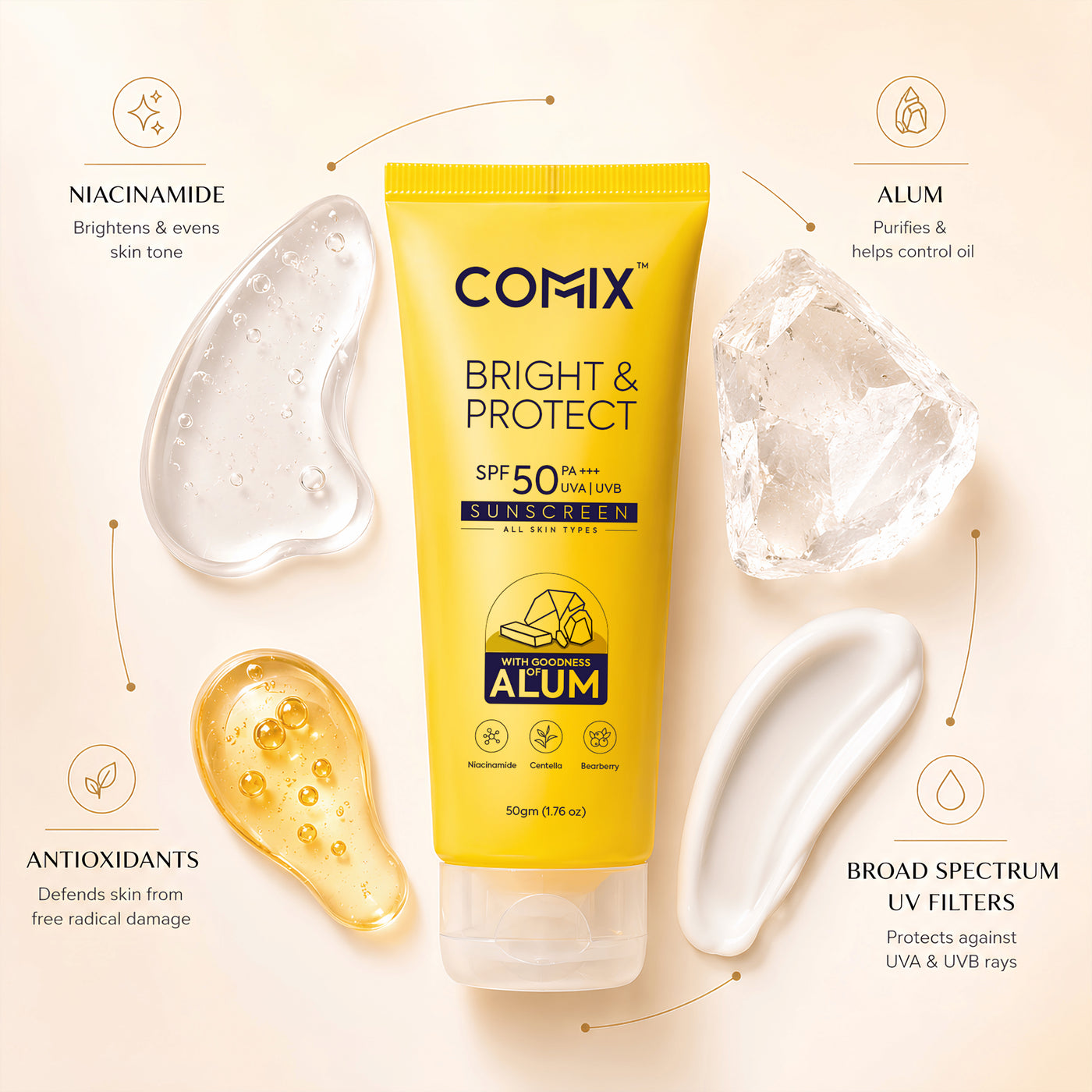 BRIGHT & PROTECT SUNSCREEN WITH GOODNESS OF ALUM